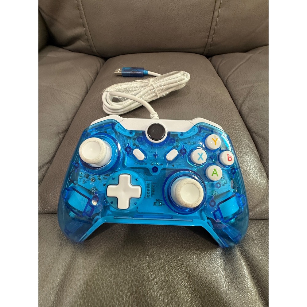 Transparent Blue‎ Wired Controller for Xbox One and PC USB Gamepad Clear Shell